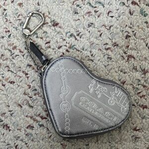 Coach Silver Heart Keychain
